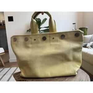 Ghurka Tote Bag Leather Extra Large Yellow Women’s Beach Purse Snap Italy